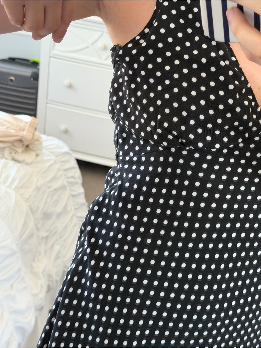 Princess Polly Polka Dot V-Neck Mini Dress - Black/White - Picture 5 of 5